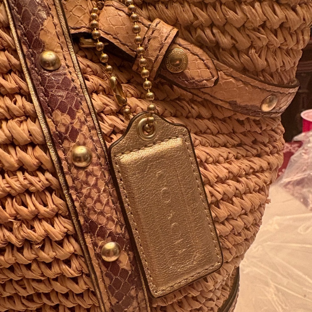 Coach Python Straw Natalie Tote 16839 - Picture 4 of 13